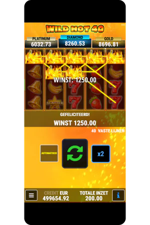 Winnende combinatie uitbetaling scherm